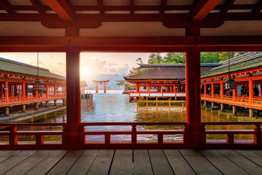 Miyajima Island, The famous Floating Torii gate in Japan.