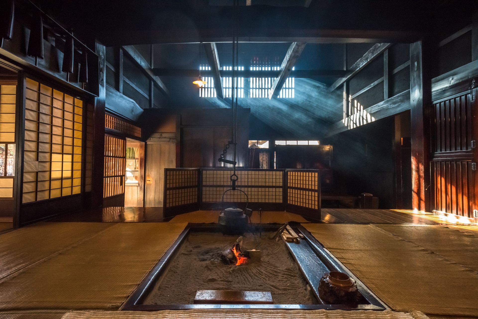 Interior of traditional old japanese house in historical Tsumago post town