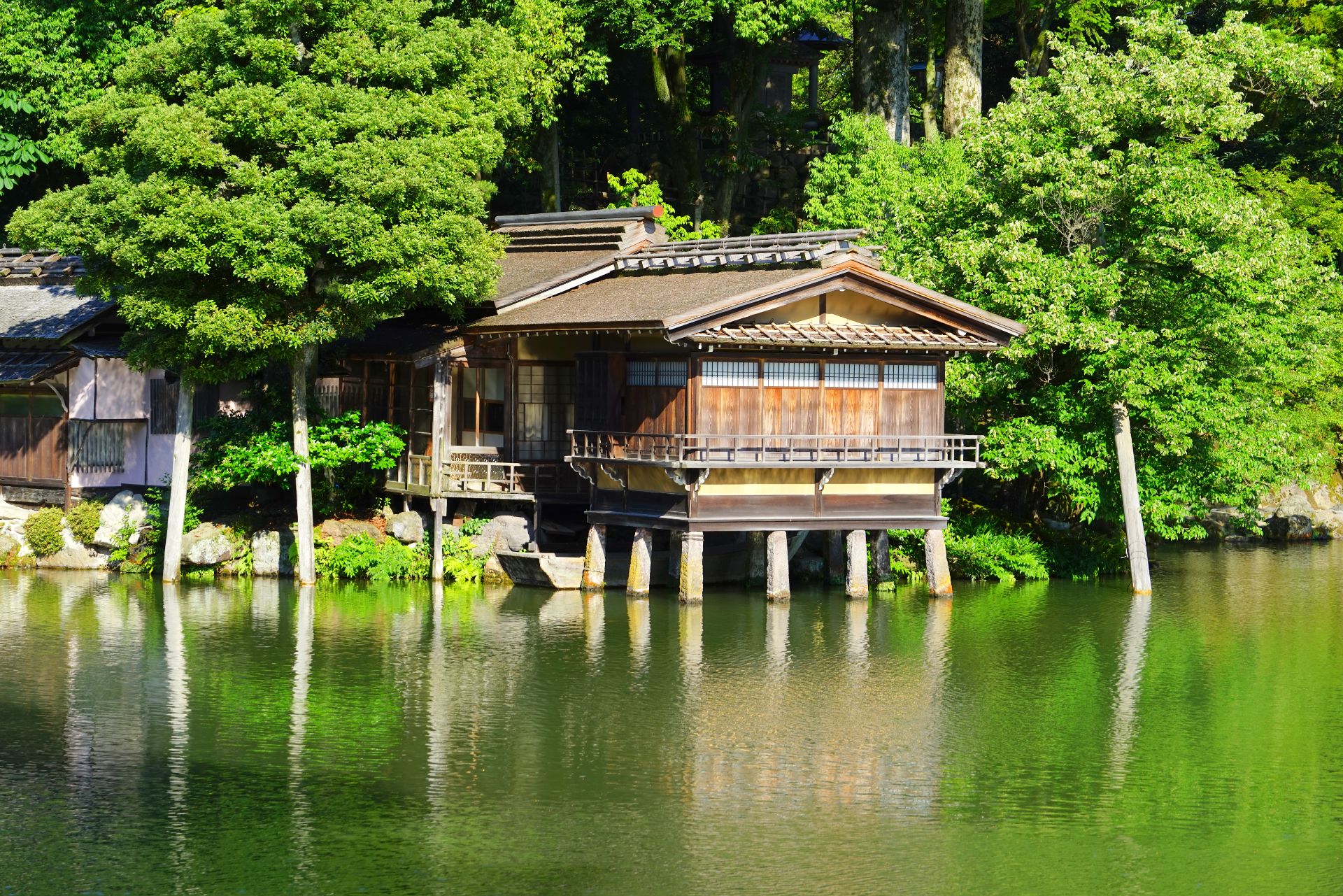 Kenrokuen Garden Pavillion, Summer, Spring, Kanazawa