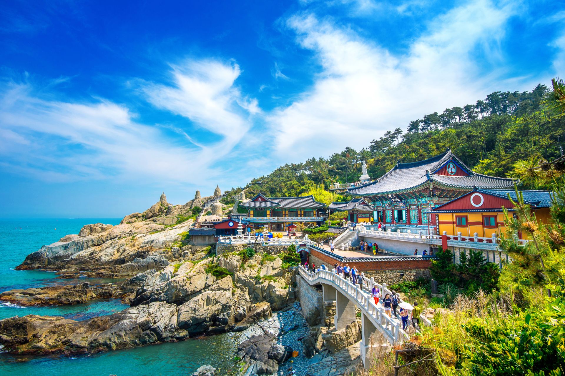 Haedong Yonggungsa Temple And Haeundae Sea In Busan